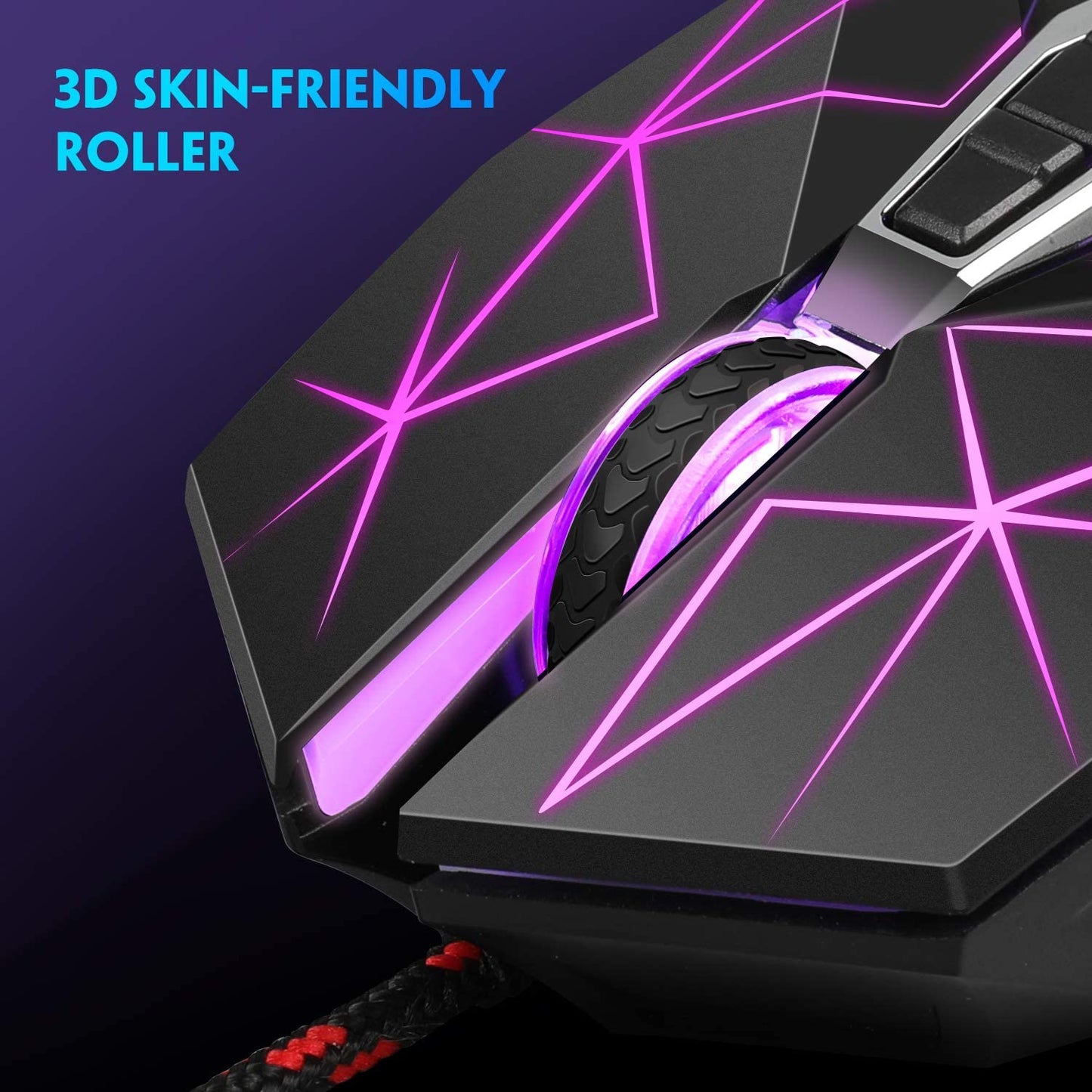 G10 Gaming Mouse Wired, 7 Colors Breathing LED Backlit Gaming Mouse, 6 Adjustable DPI (Up to 3200 DPI), Ergonomic Optical Computer Mouse with 7 Buttons for Windows PC Gamers